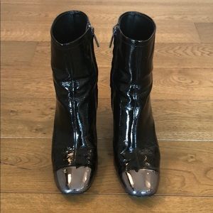 Zara Patent Booties with Silver toe